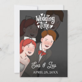 Moderne geïllustreerde huwelijksuitnodiging voor e save the date