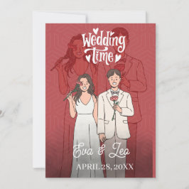 Moderne geïllustreerde huwelijksuitnodiging voor e save the date