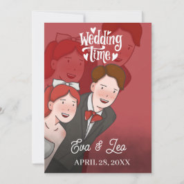 Moderne geïllustreerde huwelijksuitnodiging voor e save the date