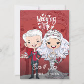 Moderne geïllustreerde huwelijksuitnodiging voor e save the date (Voorkant)