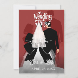 Moderne geïllustreerde huwelijksuitnodiging voor e save the date