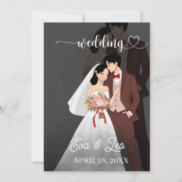 Moderne geïllustreerde huwelijksuitnodiging voor e save the date