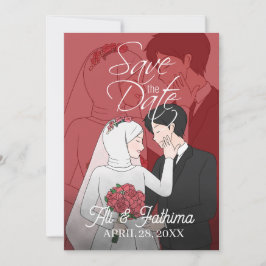 Moderne geïllustreerde huwelijksuitnodiging voor e save the date