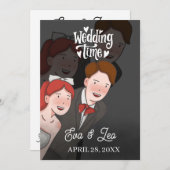 Moderne geïllustreerde trouwuitnodiging voor koppe save the date (Voorkant / Achterkant)