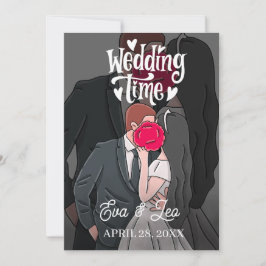 Moderne geïllustreerde trouwuitnodiging voor koppe save the date