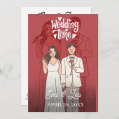 Moderne geïllustreerde trouwuitnodiging voor stell save the date (Voorkant / Achterkant)