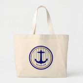 Moderne, geïndividualiseerde Nautical Navy Blue An Grote Tote Bag (Voorkant)