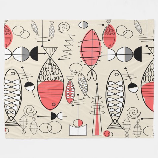 Moderne, geïnspireerde viskunst uit de middeleeuwe fleece deken (Voorkant (Horizontaal))