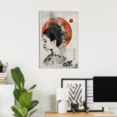 Moderne Geisha Muur Kunst Print - Boho Japans (Thuiskantoor)