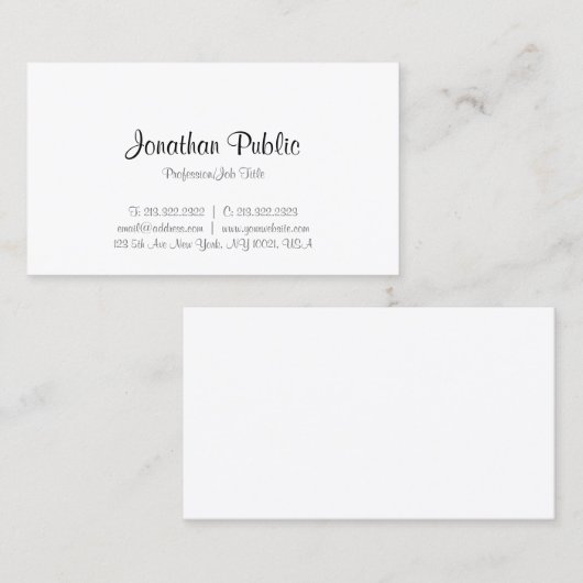 Moderne gekalligrafeerde script minimalistische Sj Visitekaartje (Voorkant / Achterkant)