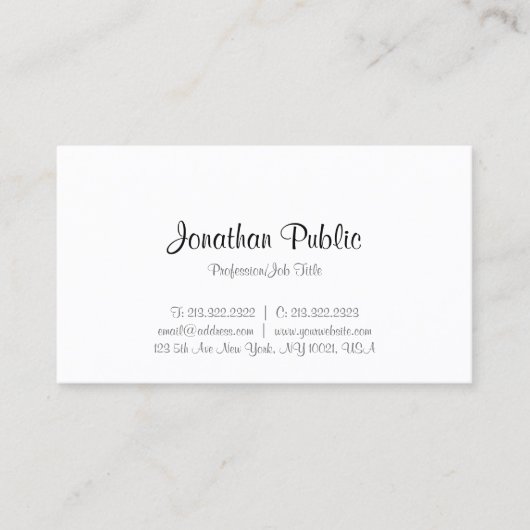 Moderne gekalligrafeerde script minimalistische Sj Visitekaartje (Voorkant)