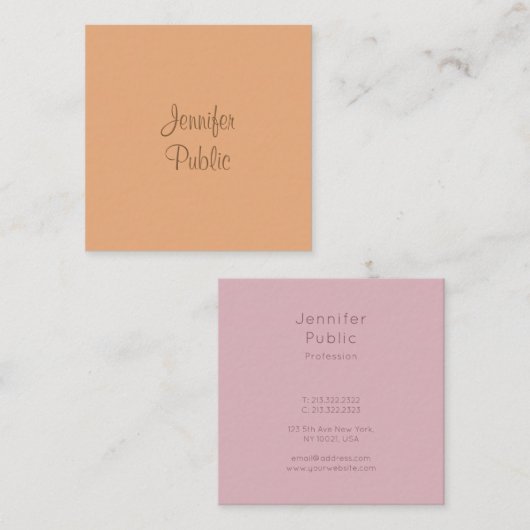 Moderne gekalligrafeerde scriptnaam Elegante Sjabl Vierkante Visitekaartje (Voorkant / Achterkant)