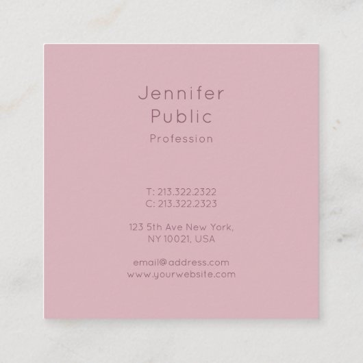 Moderne gekalligrafeerde scriptnaam Elegante Sjabl Vierkante Visitekaartje (Achterkant)