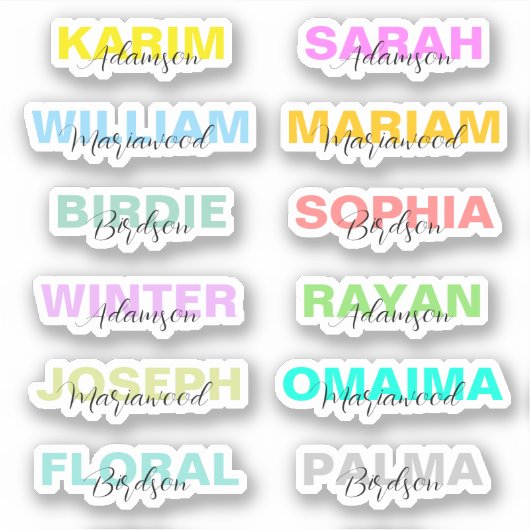 Moderne gekleurde script volledige namen, Beste wa Sticker (Voorkant)