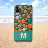 Moderne gekleurde stenen kiezelstenen Monogram M B iPhone Hoesje