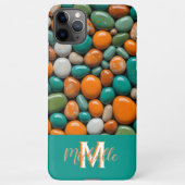 Moderne gekleurde stenen kiezelstenen Monogram M B iPhone Hoesje (Achterkant)