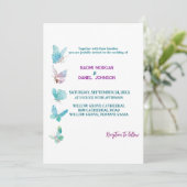 Moderne gekleurde vlinders bruiloft uitnodiging (Staand voorkant)