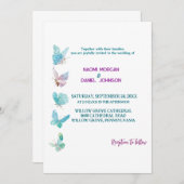 Moderne gekleurde vlinders bruiloft uitnodiging (Voorkant / Achterkant)