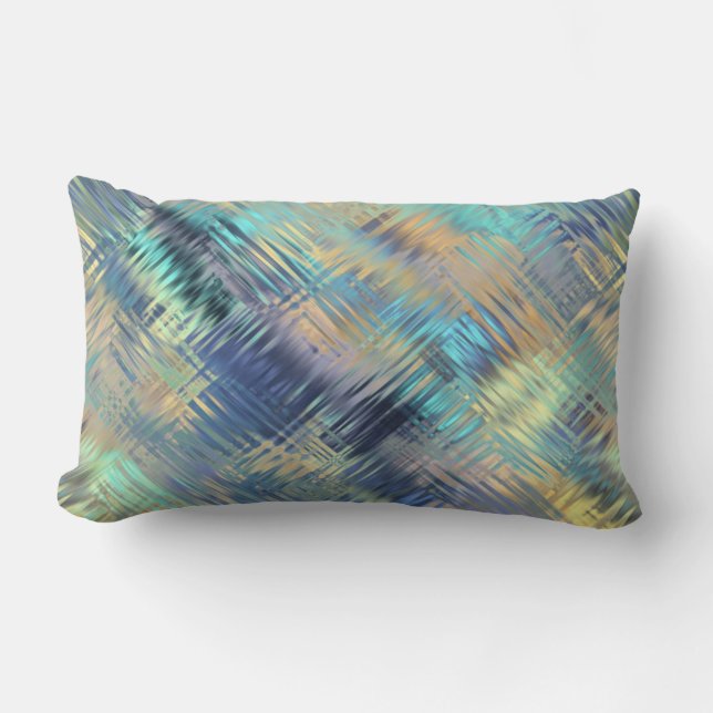 Moderne gekrabbelde spelden in pacock-kleuren kussen (Voorkant)