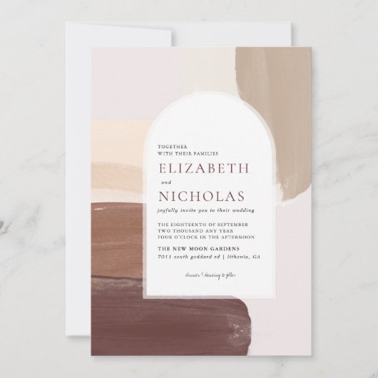 Moderne Gekruide Terra Cotta | Boho Bruiloft Kaart (Voorkant)