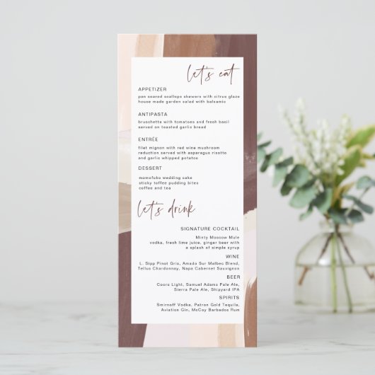 Moderne gekruide terracotta | Huwelijksmenu Menu (Staand voorkant)