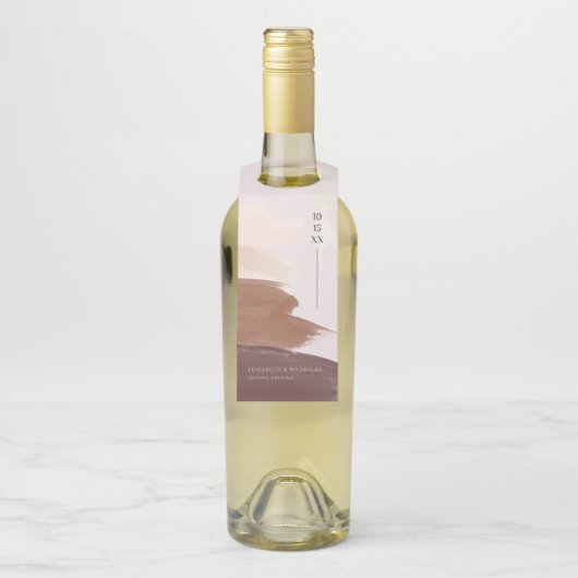 Moderne gekruide terracotta | Monogram-huwelijk Flessenhanger (Op fles)
