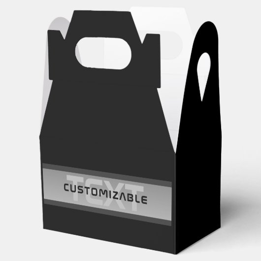 Moderne  gelaagde tekst | Zwart en grijs Bedankdoosjes (Geopend)