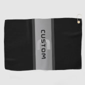 Moderne gelaagde tekst | Zwart en grijs Golfhanddoek (Horizontaal)