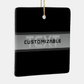 Moderne  gelaagde tekst | Zwart en grijs Keramisch Ornament (Rechts)