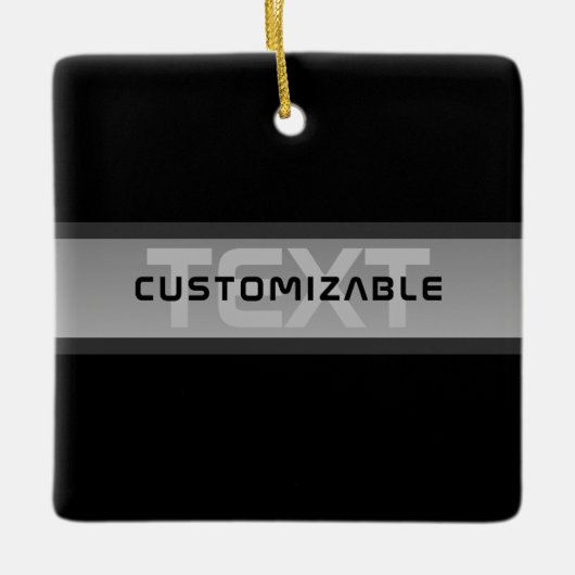 Moderne  gelaagde tekst | Zwart en grijs Keramisch Ornament (Voorkant)