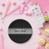 Moderne  gelaagde tekst | Zwart en grijs Papieren Bordje (Feest)