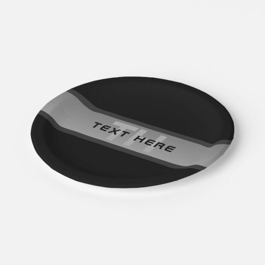 Moderne  gelaagde tekst | Zwart en grijs Papieren Bordje (Gekanteld)