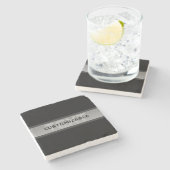 Moderne  gelaagde tekst | Zwart en grijs Stenen Onderzetter (Zijkant)