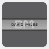 Moderne  gelaagde tekst | Zwart en grijs Vierkante Sticker (Voorkant)