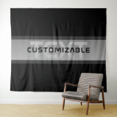 Moderne gelaagde tekst | Zwart en grijs Wandkleed (In Situ (horizontaal))