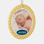 Moderne, gele, aangepaste foto keramisch ornament (Rechts)