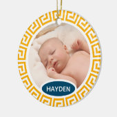 Moderne, gele, aangepaste foto keramisch ornament (Links)