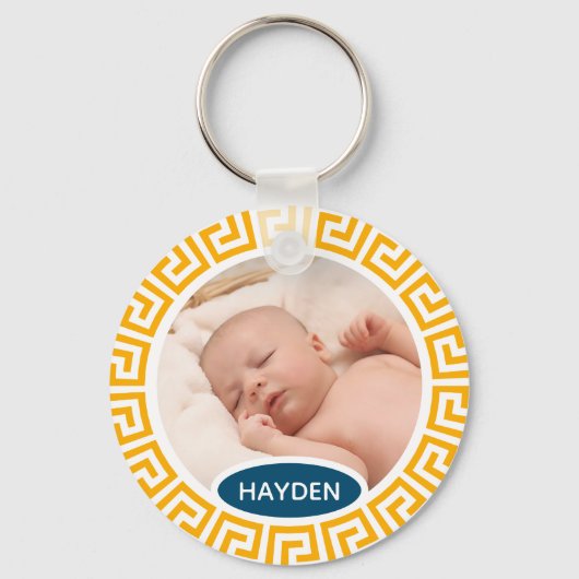 Moderne, gele, aangepaste foto sleutelhanger (Voorkant)