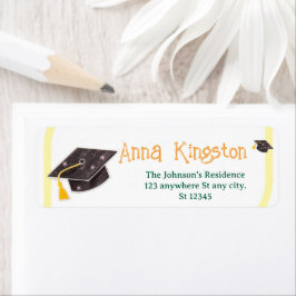 Moderne gele afstudeerlabels voor retouradres etiket