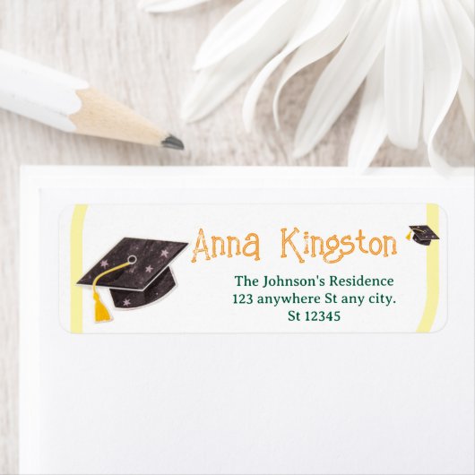 Moderne gele afstudeerlabels voor retouradres etiket (Insitu)
