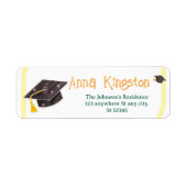 Moderne gele afstudeerlabels voor retouradres etiket (Voorkant)