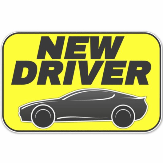 Moderne Gele Auto Sticker (Student Nieuw Bestuurde (Voorkant)