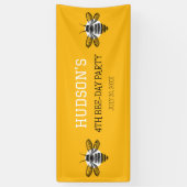 Moderne gele bij dag 4e vierde verjaardag feest spandoek (Verticaal)