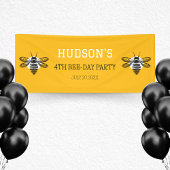 Moderne gele bij dag 4e vierde verjaardag feest spandoek