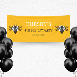 Moderne gele bij dag 4e vierde verjaardag feest spandoek