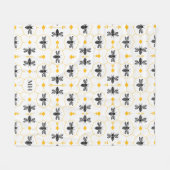 Moderne Gele Bij Patroon Elegante Zwarte Monogram Fleece Deken (Voorkant (Horizontaal))