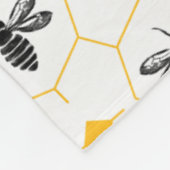 Moderne Gele Bij Patroon Elegante Zwarte Monogram Fleece Deken (Hoek)