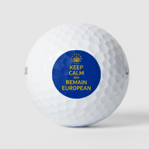 Moderne Gele Blauwe Blijf Kalm Kroon Europa Vector Golfballen