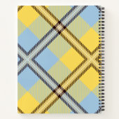 Moderne Gele Blauwe Pset Tartan Persoonlijke Naam Notitieboek (Achterkant)