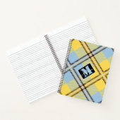 Moderne Gele Blauwe Pset Tartan Persoonlijke Naam Notitieboek (Binnen)